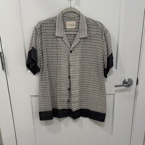 Harago Men's Casual Button Down Shirt - Black and White